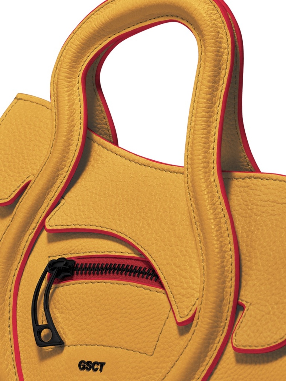 Pebbled Yellow Crossbody Bag with Sculptural Handle - Picture 4 of 14